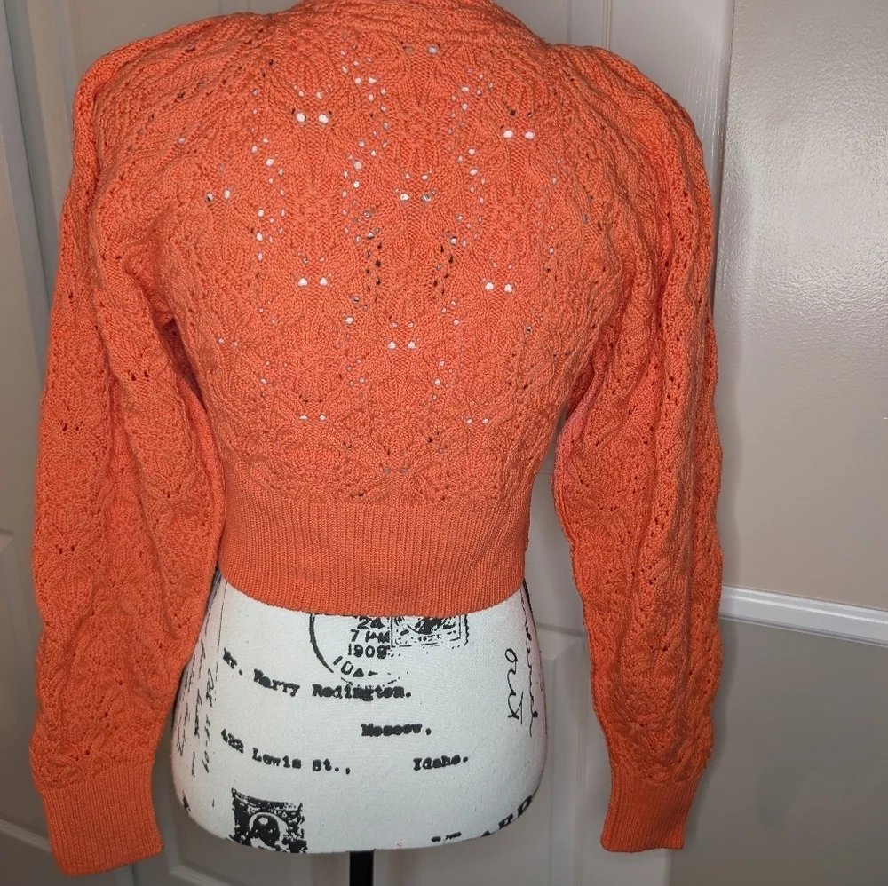 NWT Free People Orange Cable-Knit Wrap Sweater